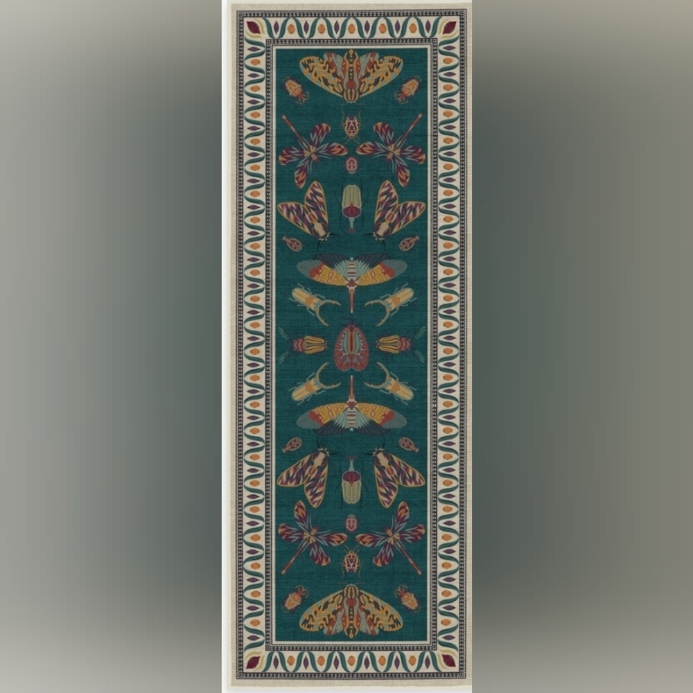 Ruggable 2.5'x10' Runner Flutterby Rug by Iris Apfel tufted All-In-One Rug Teal